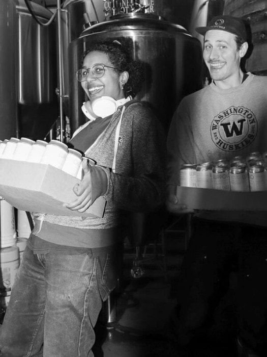 Connor Blanchard from Luppolo Brewing with colleague Haddas from Luppolo's production team