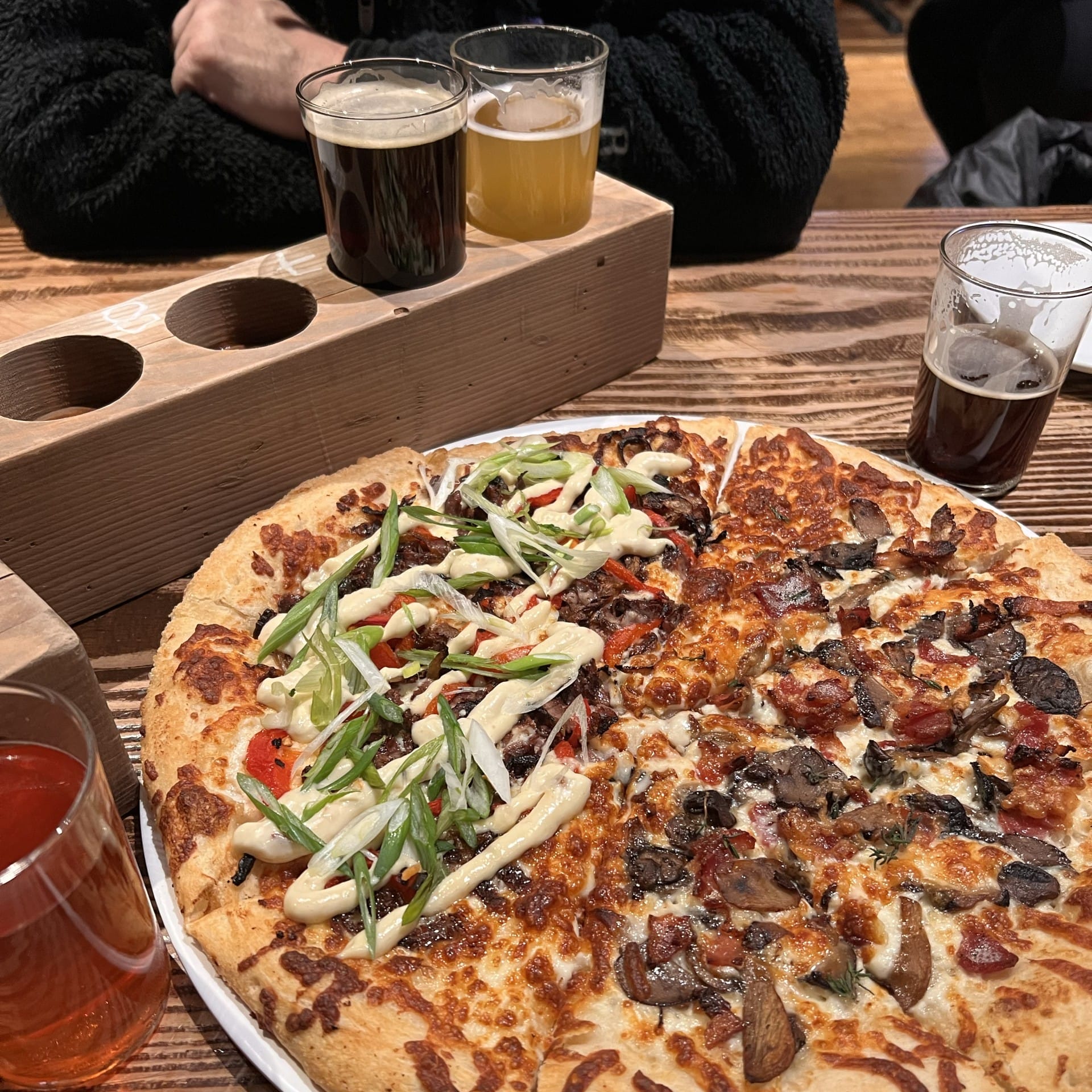 Beer and pizza at Twin City Brewing in Port Alberni, BC