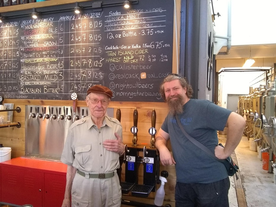 Beer legend John Mitchell (left) and Adam Chatburn at Callister Brewing in Vancouver