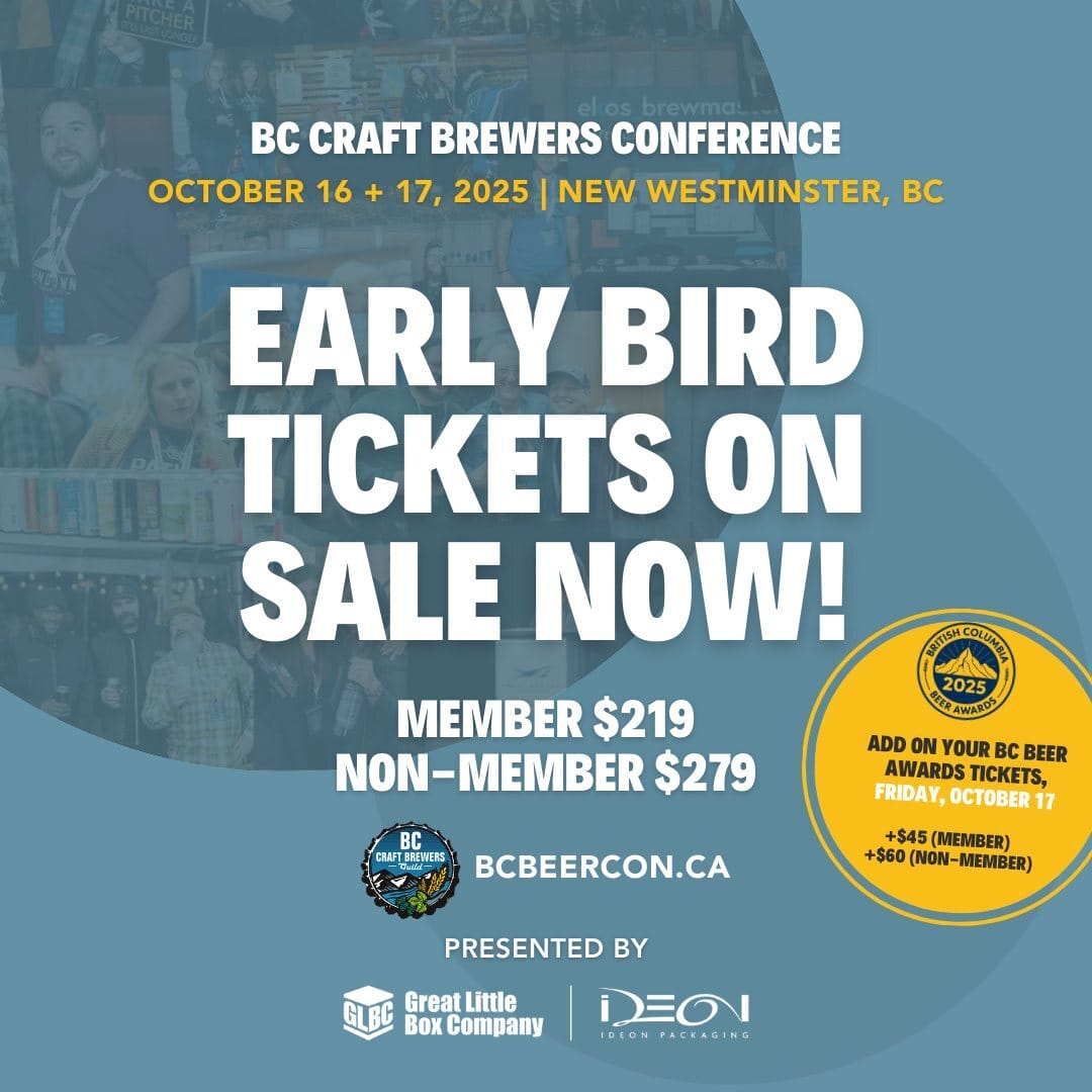 a graphic promoting the BC Craft Brewers' Conference in New Westminster, BC