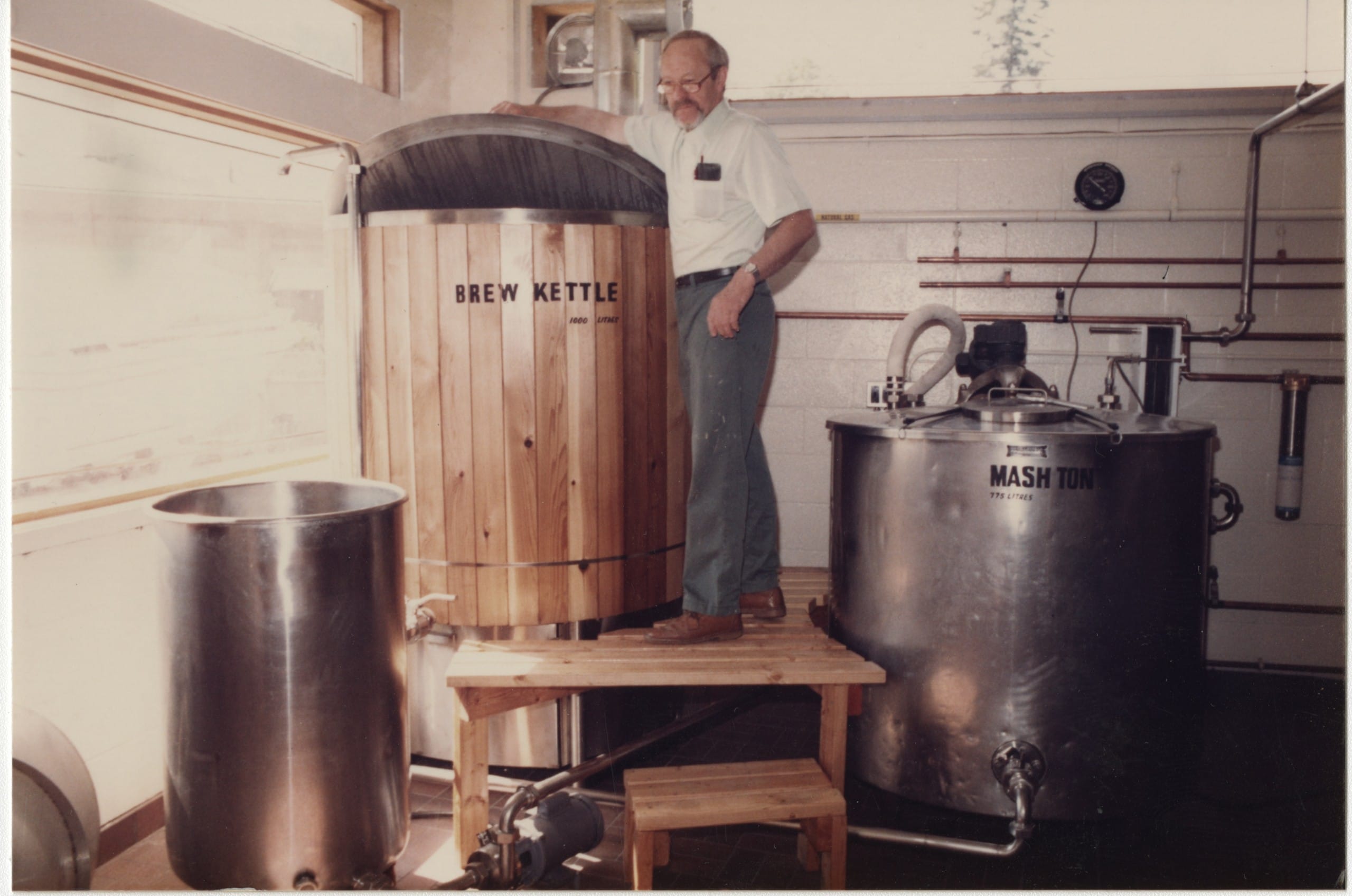 John Mitchell in the original brewhouse at Horseshoe Bay Brewing (photo provided by John Ohler)