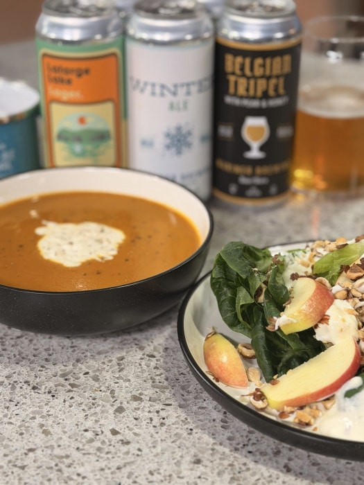 Roasted Carrot, Apple and Winter Ale Soup with a fresh salad, prepared by Chef Ned Bell (photo: Ned Bell Culinary)