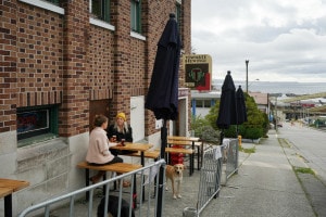 The outdoor patio at Townsite Brewing in Powell River, BC