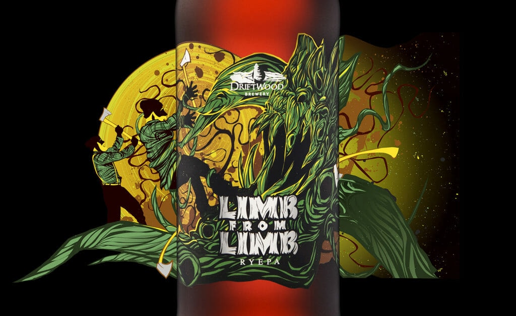 Driftwood Brewery's Limb from Limb RyePA bottle design