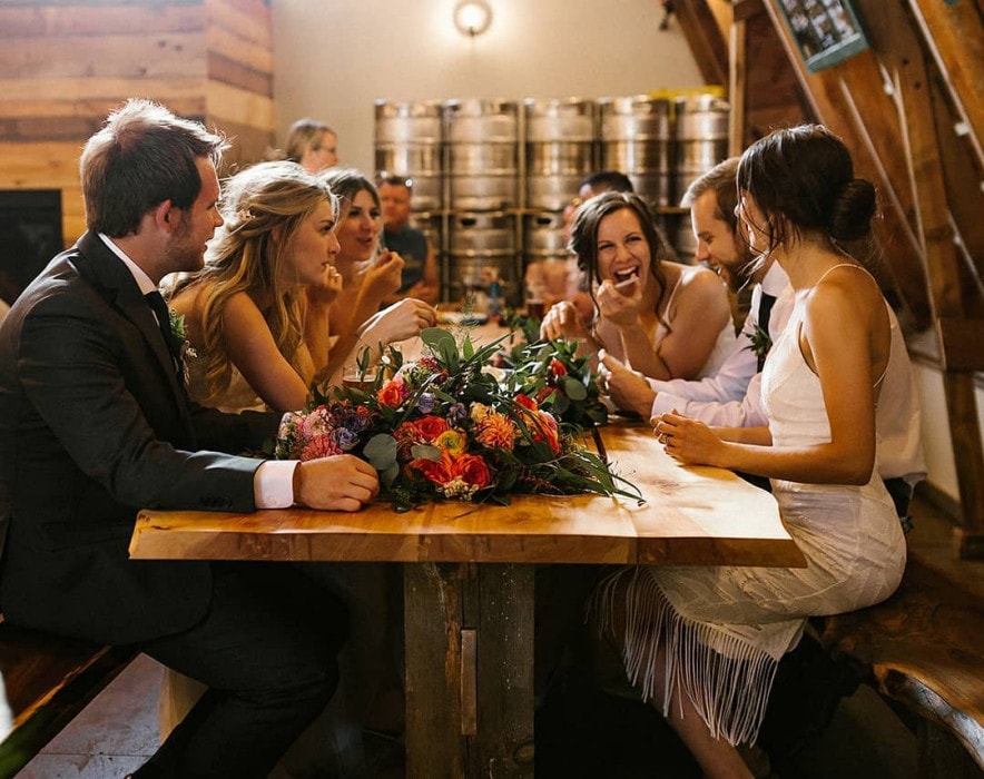 A wedding in the loft at Barn Owl Brewing in Kelowna (photo provided)