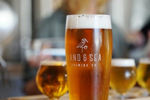 A pint of beer at Land & Sea Brewing Company in Comox, BC