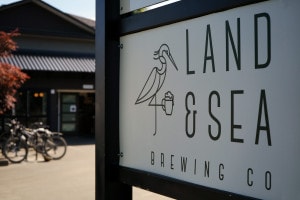 Signage at Land & Sea Brewing Company in Comox, BC