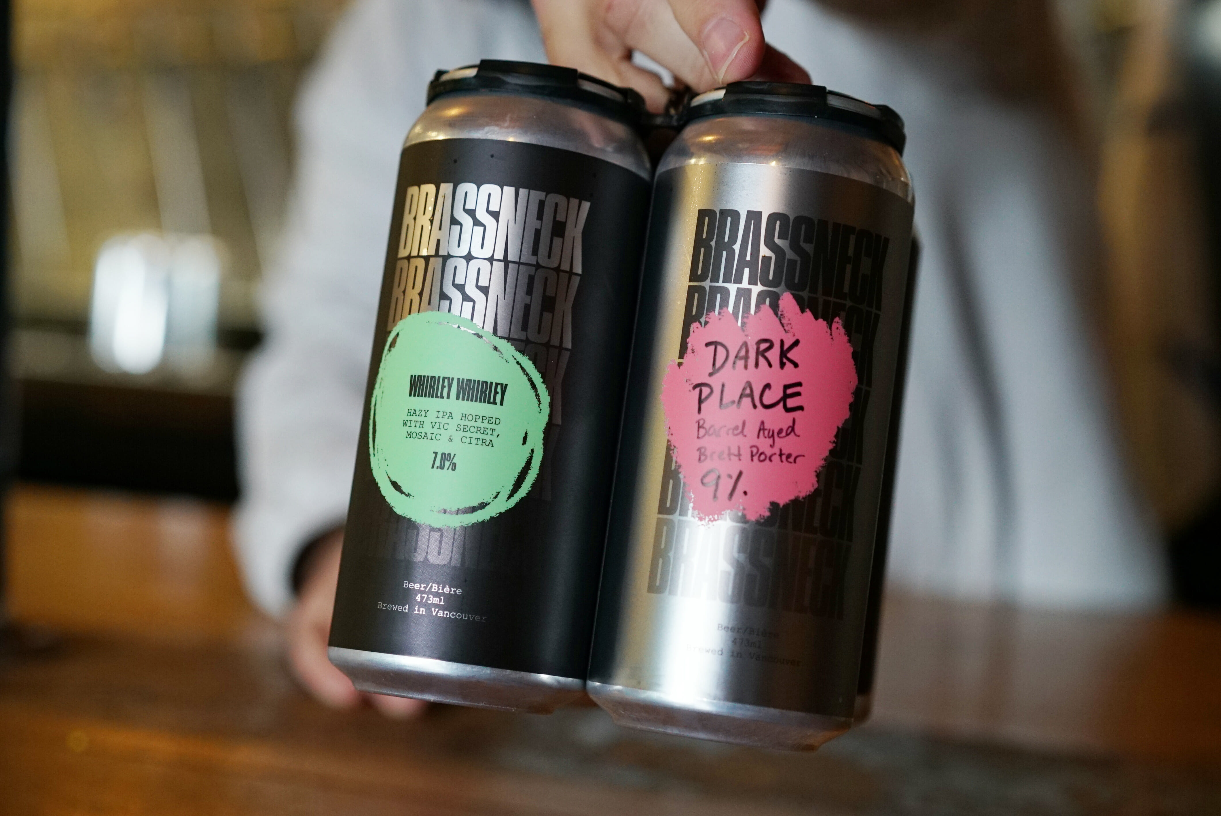 cans of craft beer to go at Brassneck Brewery in Vancouver
