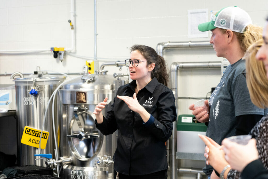 Martina Solano Bielen on Pink Boots Collaboration Brew Day at KPU Brew Lab in Langley
