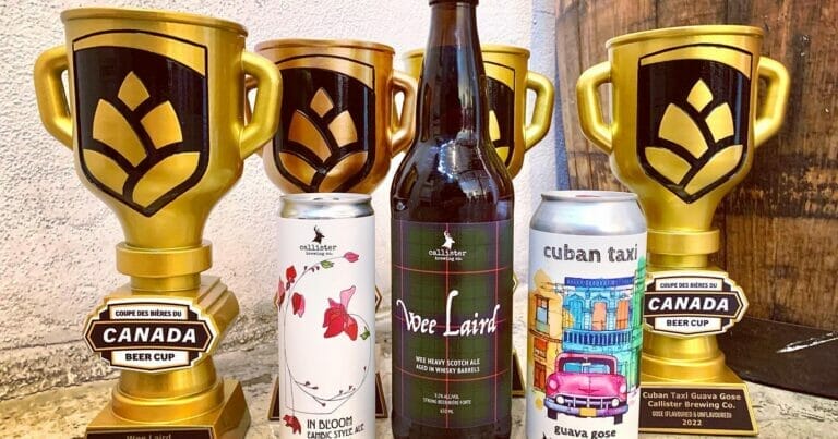 Callister Canada Beer Cup trophies and beer