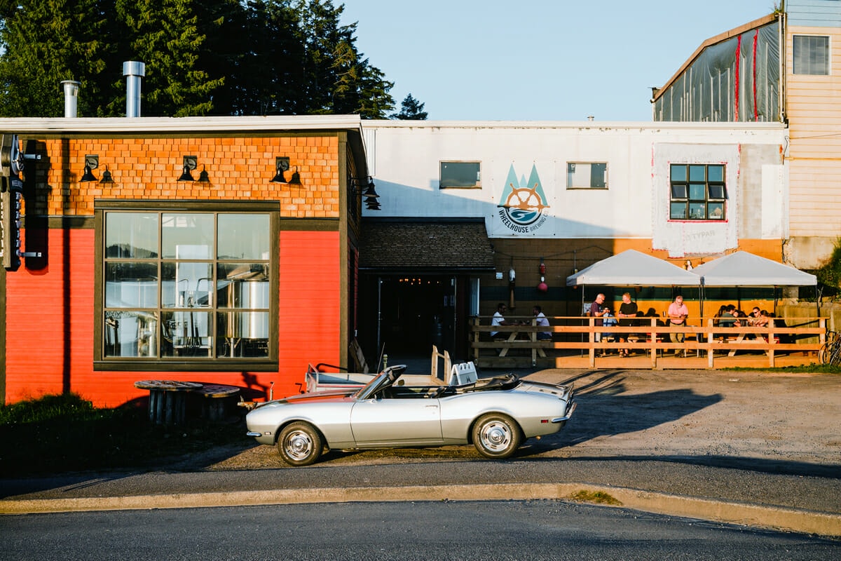 The exterior and patio at Wheelhouse Brewing in Prince Rupert
