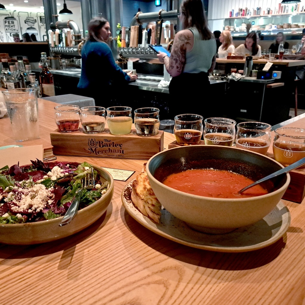 Soup, salad, and flights at The Barley Merchant in Langley, BC