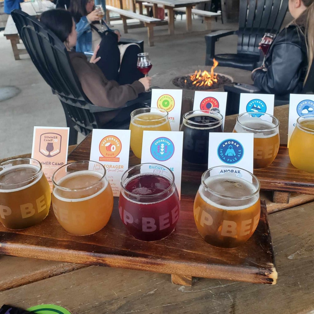 two flights of beer at Camp Beer Co in Langley, BC
