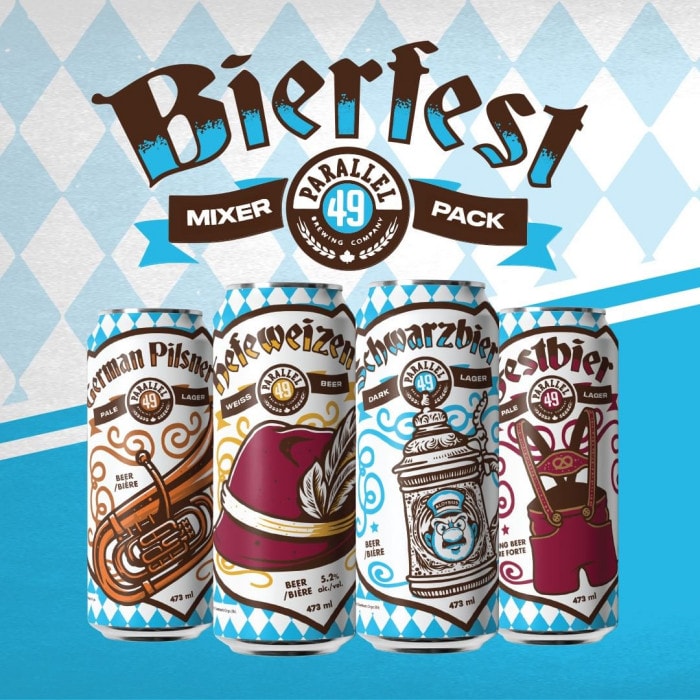 a graphic image of Parallel 48 Brewing's Bierfest mixed pack of craft beers