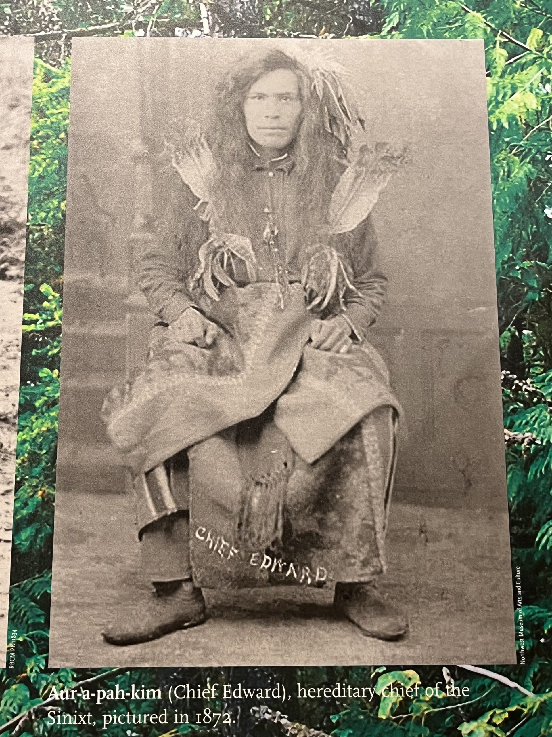 An old photo of Chief Edward of the Sinixt People at the Nelson Museum, Archives and Gallery, in Nelson, BC