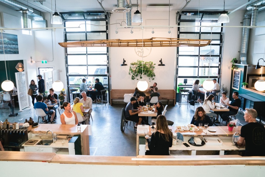 Land & Sea Brewing taproom, photo by Kent Bernadet