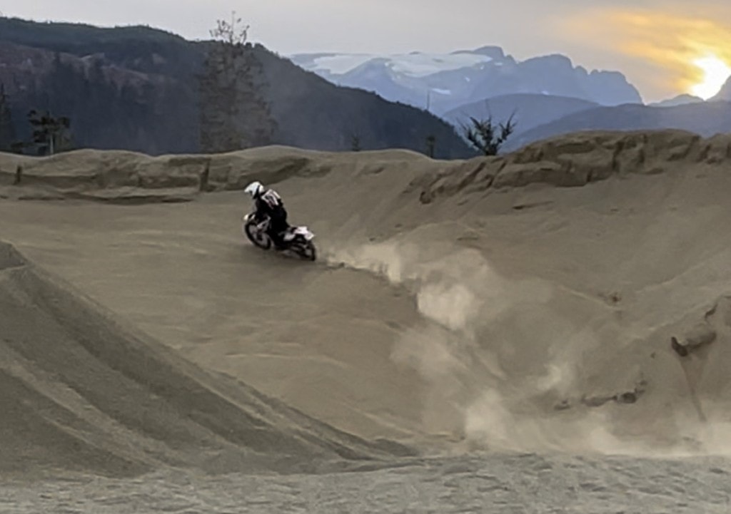 Tessa Gabiniewicz from Land & Sea Brewing on her dirt bike