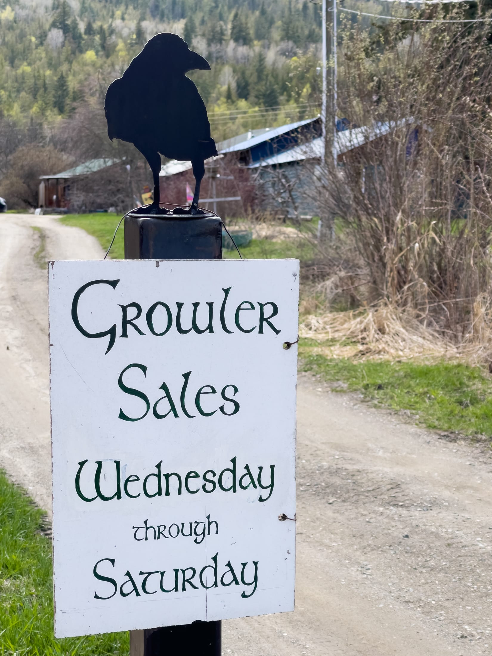 Another sign at the entry to Crannóg Ales in Sorrento, BC