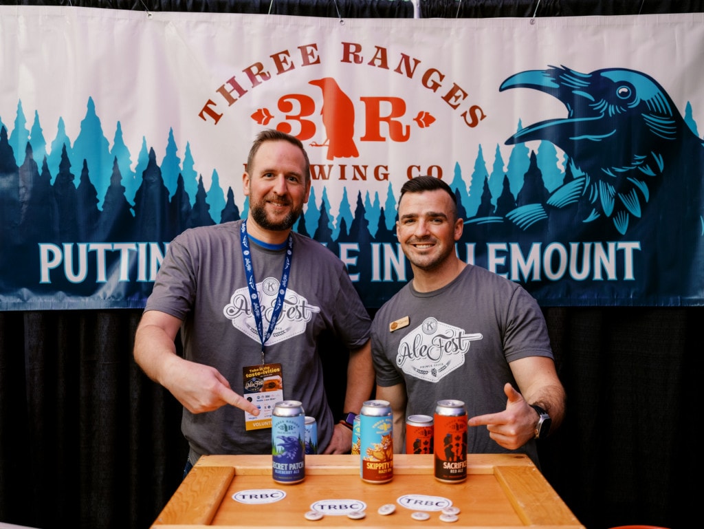 Representatives of Three Ranges Brewing at their booth at Kiwanis AleFest (GSP Photography)