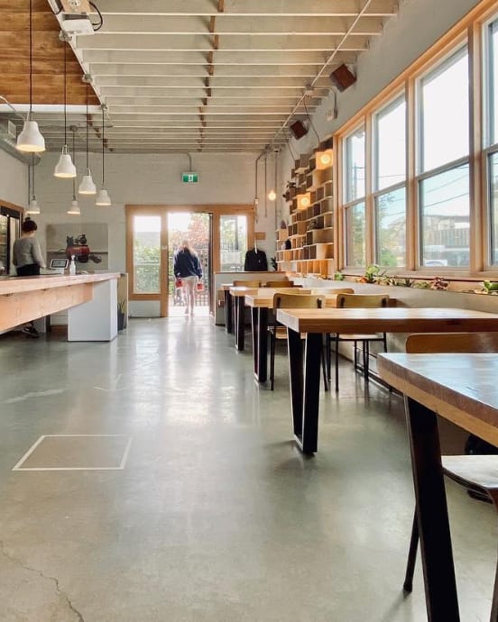 the bright tasting room at Container Brewing in Vancouver