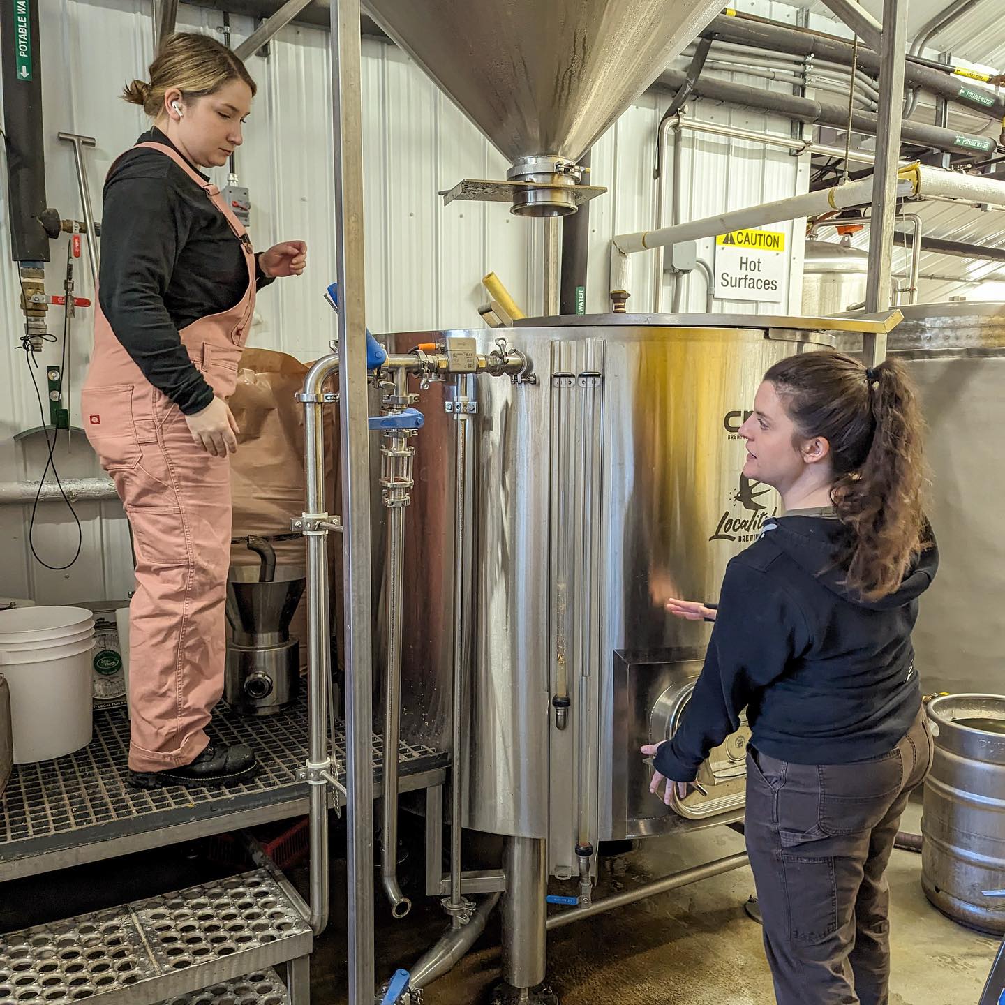 Emily and Karen working in the brewery at Locality Brewing