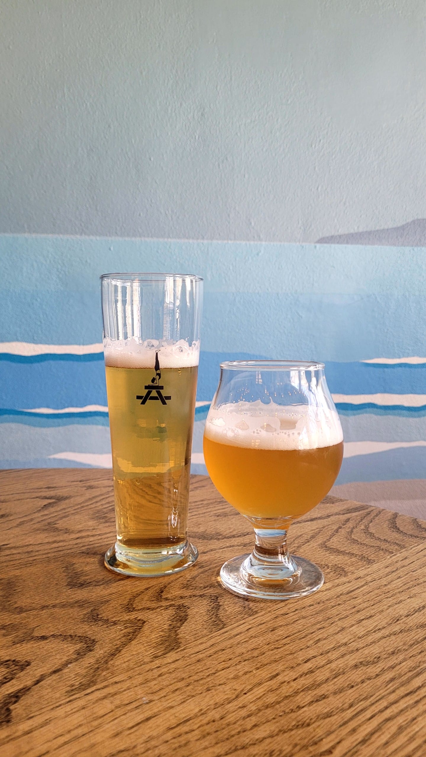 two glasses of beer at Brewing August in Vancouver