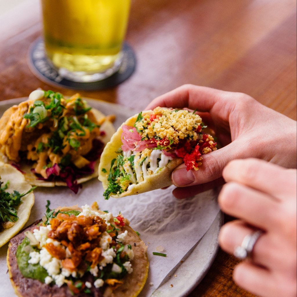 a selection of tacos at Four Winds Brewing in Delta, BC