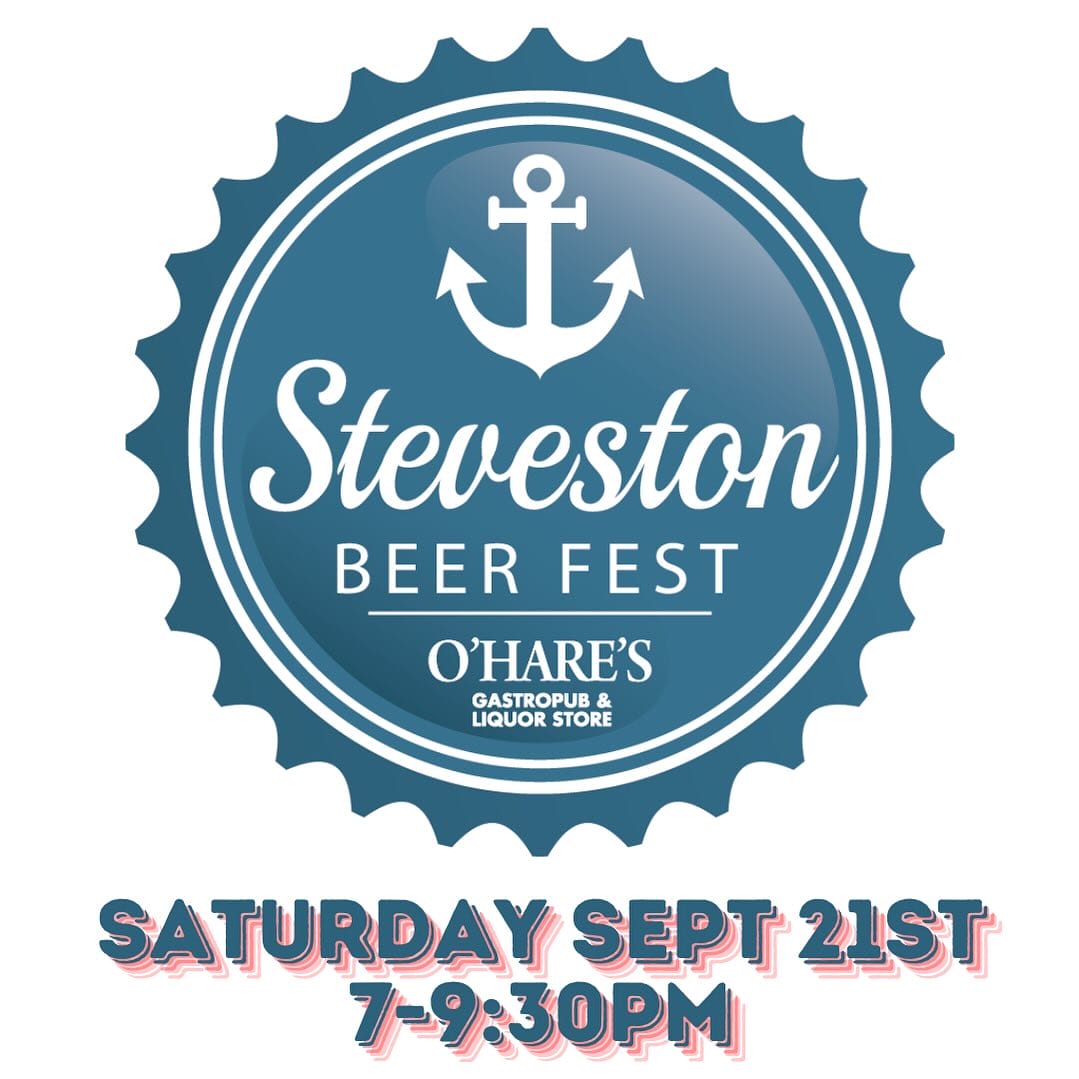 a graphic promoting the Steveston Beer Festival put on by O'Hares Gastro Pub