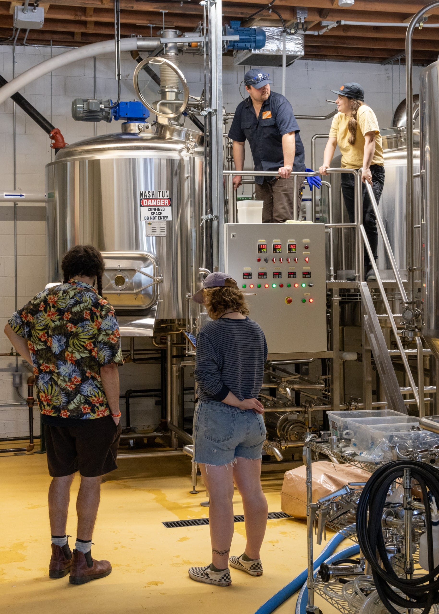 a group of brewers hard at work at Beva Brewing and Blending in North Vancouver
