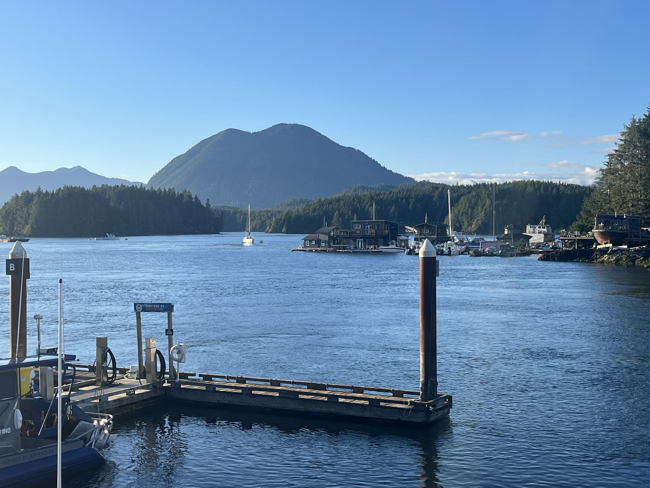 a dock and harbour on the island-side of Tofino, BC