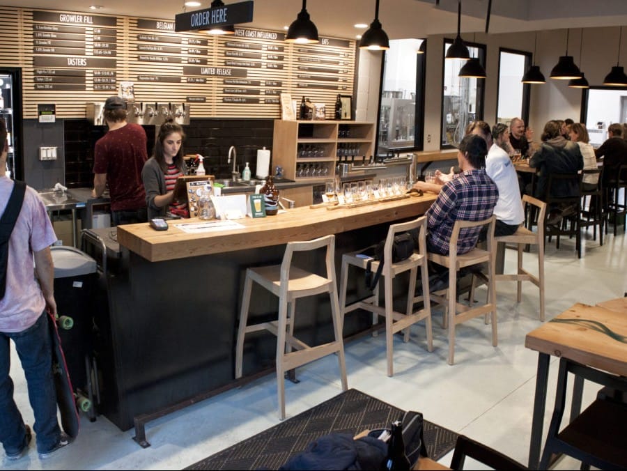 the tasting room and main bar area at Whitetooth Brewing on the Kootenay Rockies East Ale Trail in BC