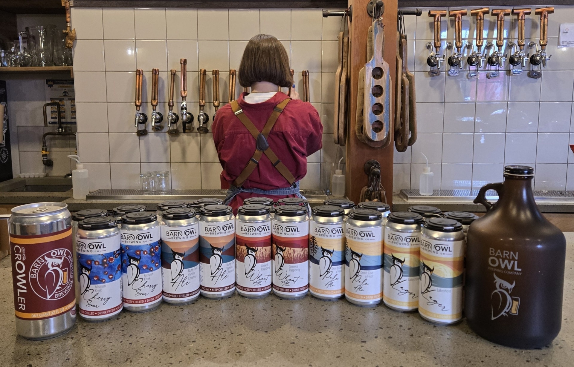A selection of beers to go from Barn Owl Brewing in Kelowna