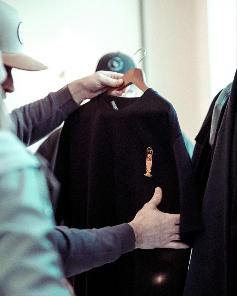 Side pour merch at Small Gods Brewing in Sidney, BC