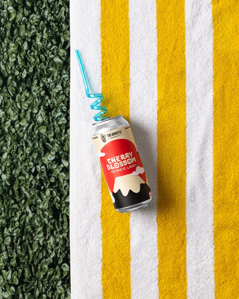 Cherry Blossom Japanese Lager, brewed with up-cycled sake rice, from Tin Whistle Brewing in Penticton, BC