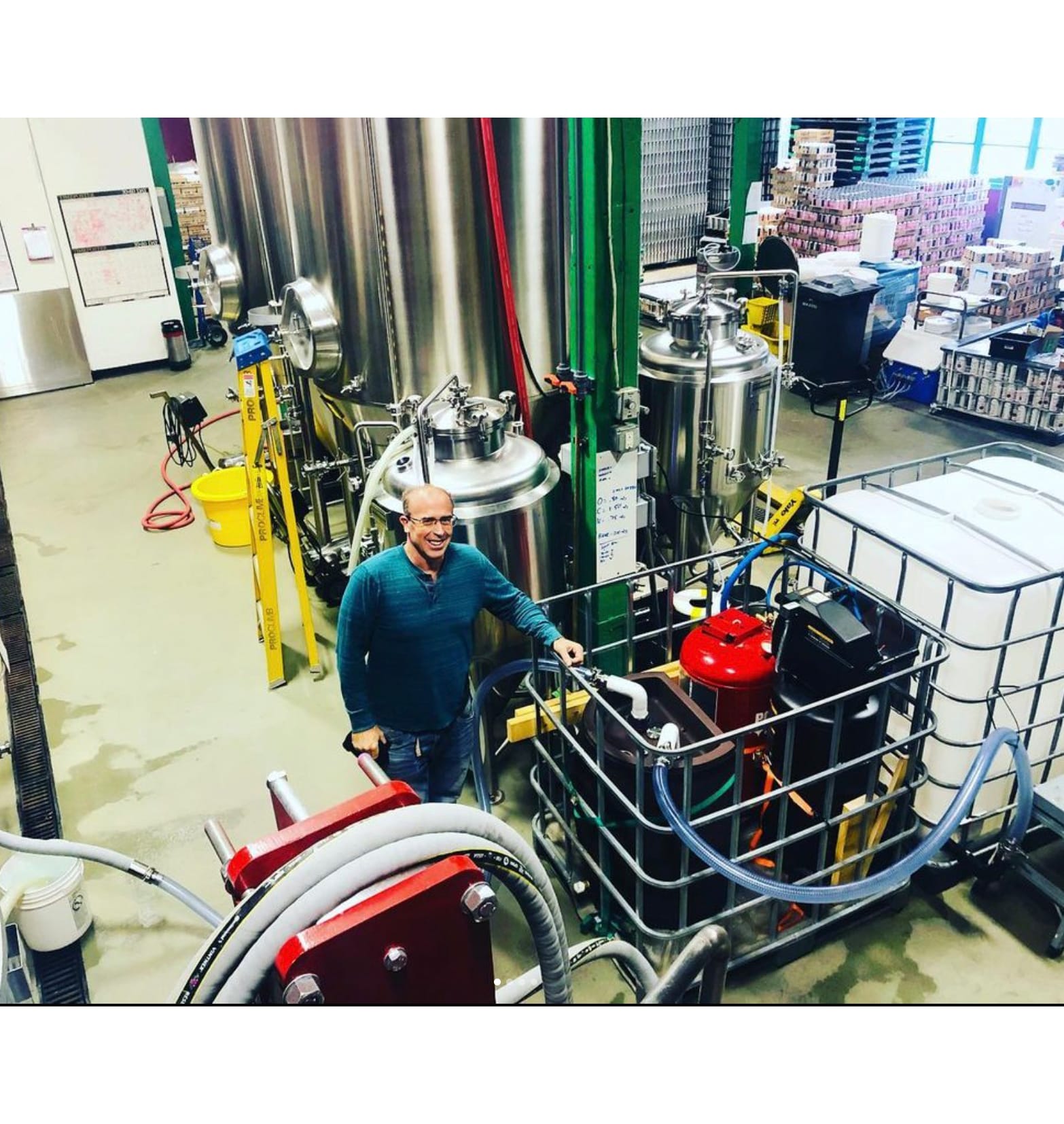 Capturing CO2 during the brewing process at Tin Whistle Brewing in Penticton, BC