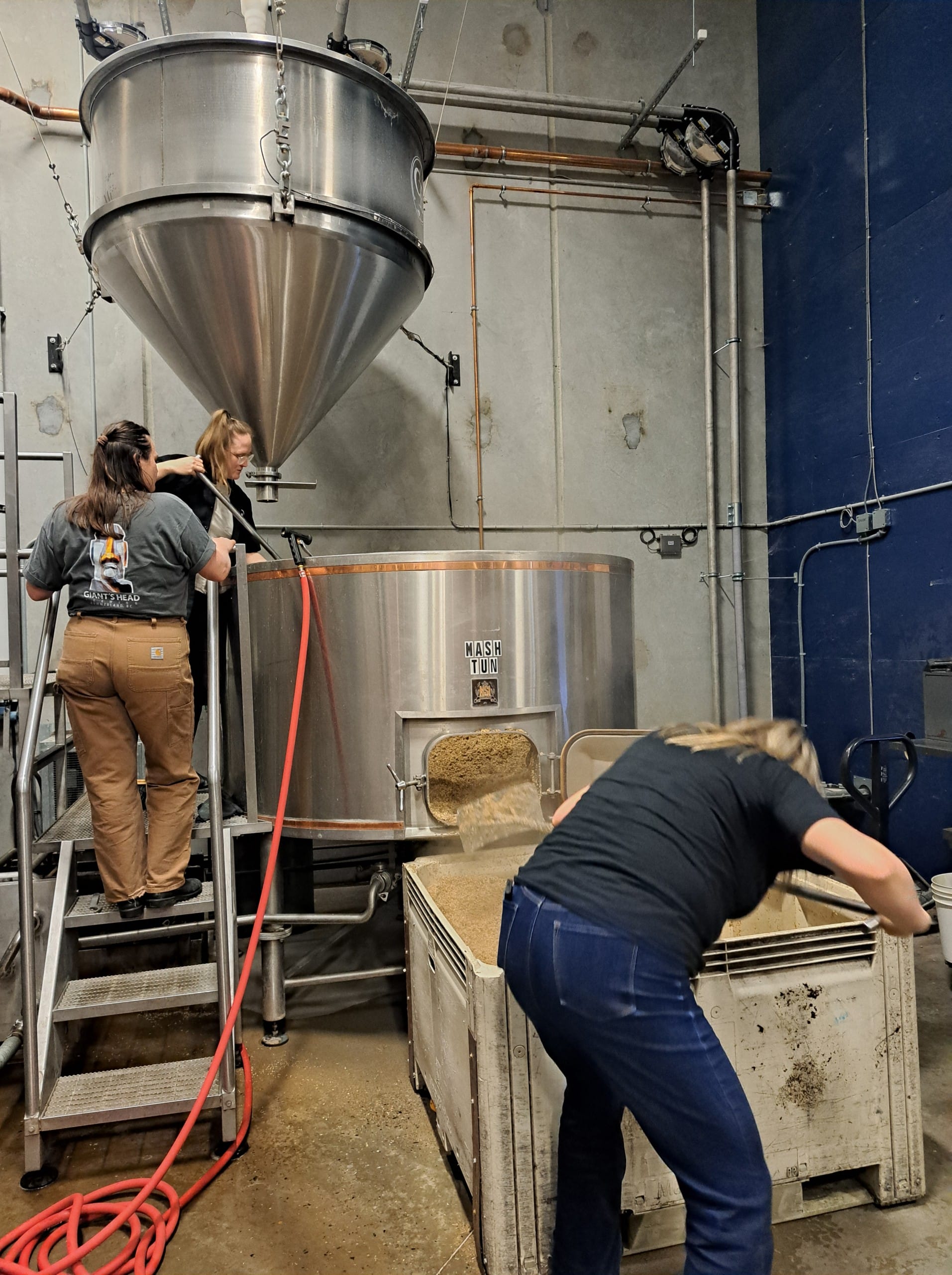 Cleaning out the Mash Tun after the first stage of brewing at Cannery Brewing in Penticton, BC (photo: Hannah Irvine)