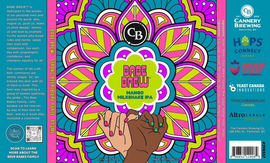 The label for the soon-to-be-release Babe Brew Mango Milkshake IPA at Cannery Brewing in Penticton, BC