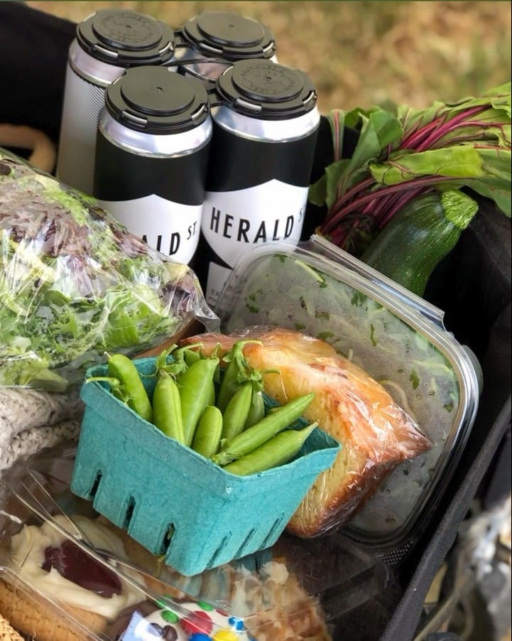 Fresh food and craft beer purchased at the James Bay Farmers' Market
