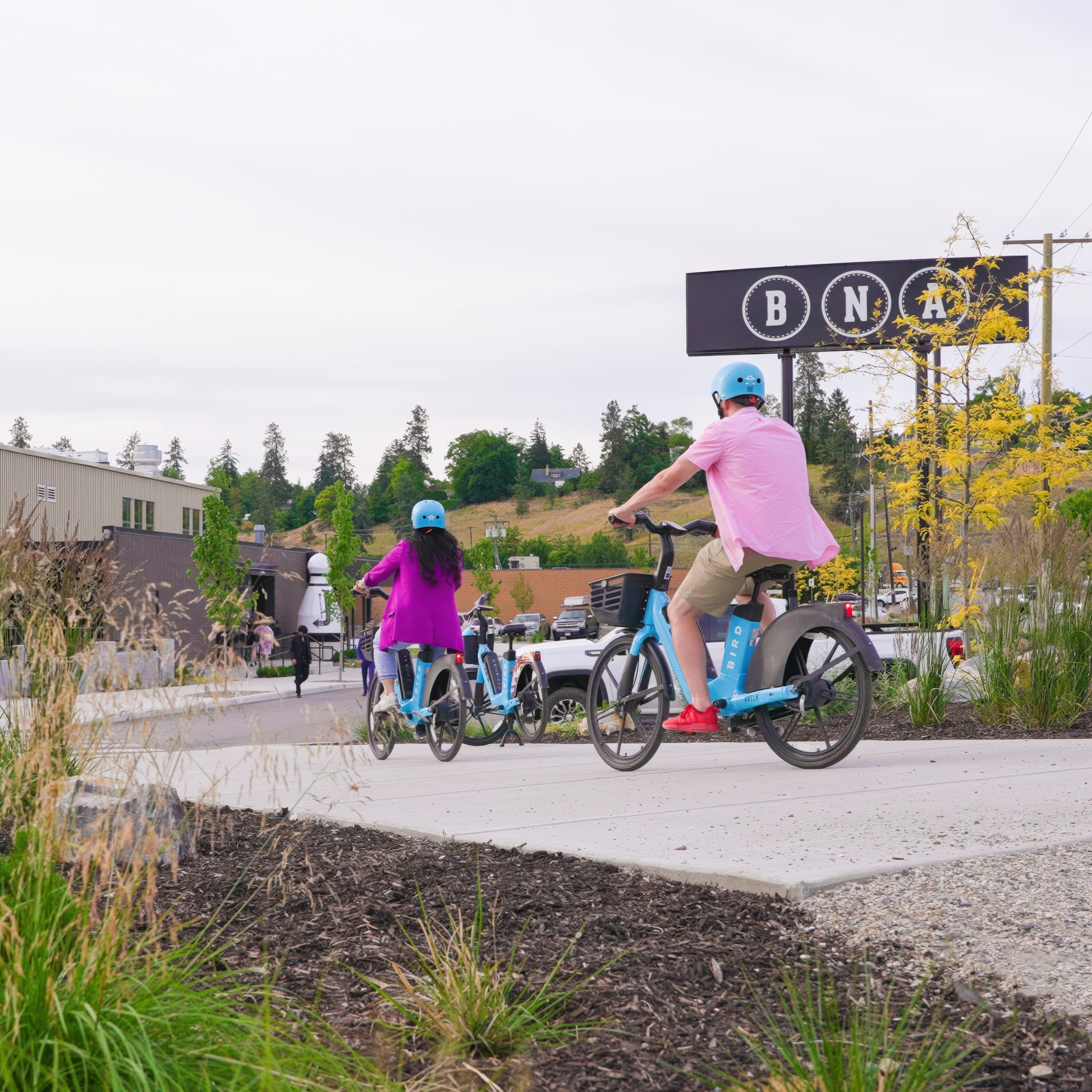 Arriving at BNA Brewing in Vernon, BC from the Multi-Use Pathway