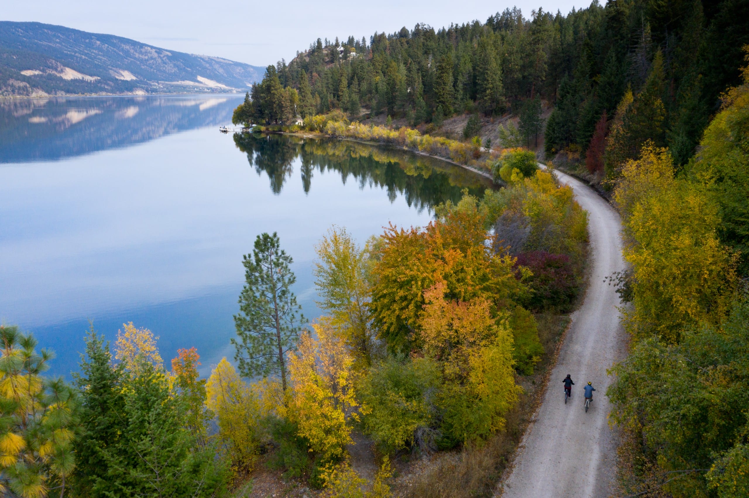 The Okanagan Rail Trail along the shores of Kalamalka Lake in Vernon, BC