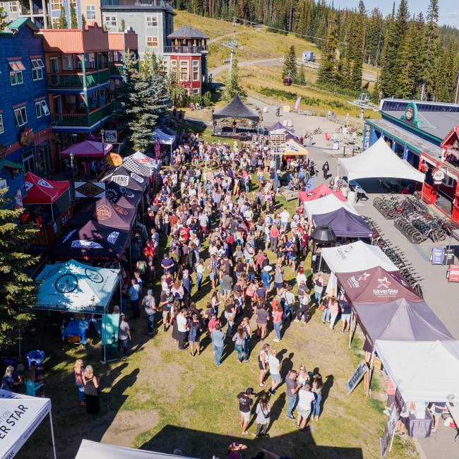 an aerial view of the Silver Star Beer & Cider Festival at Silver Star Mountain
