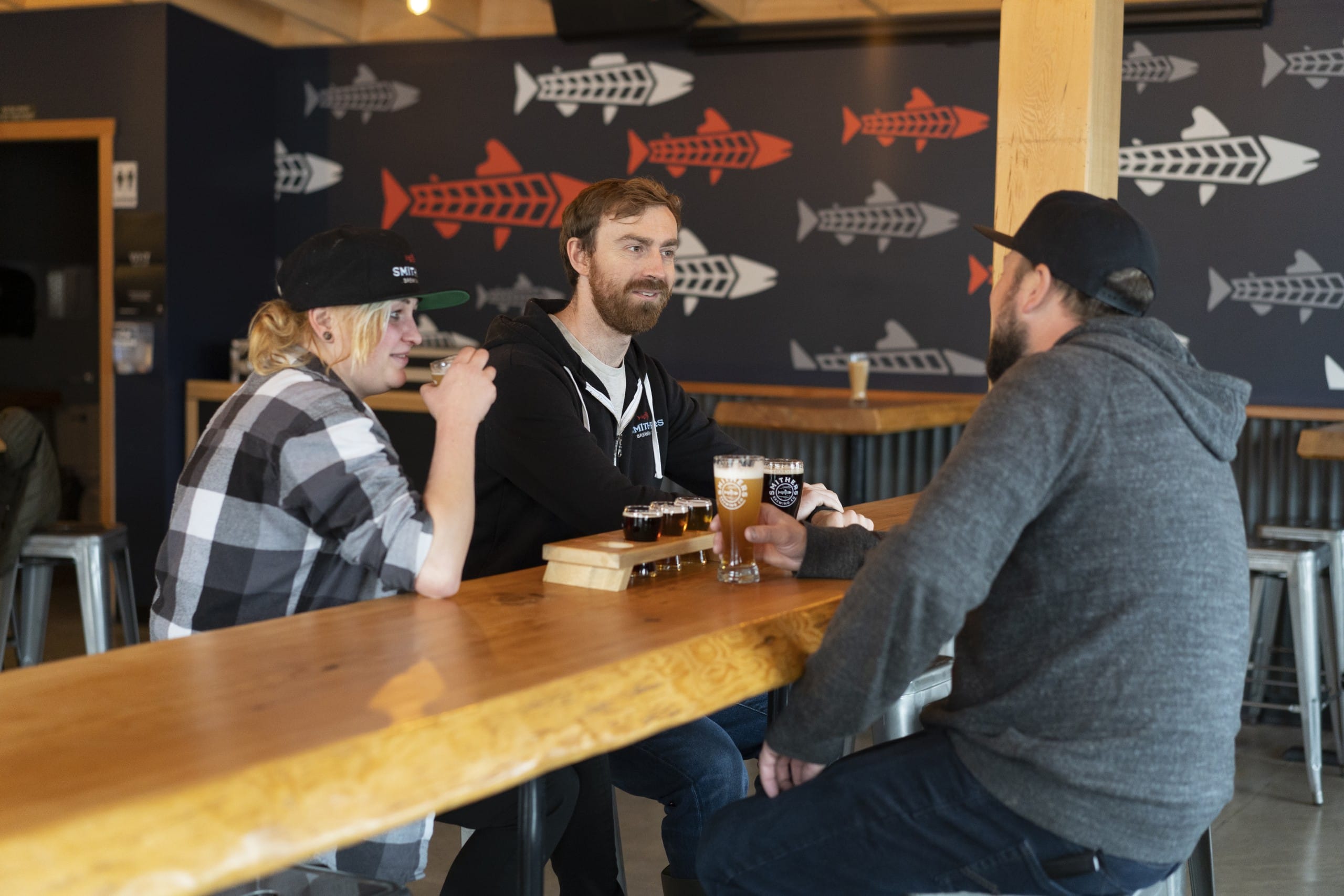 Cam McKeigan, head brewer, and coworkers at Smithers Brewing Company in Smithers, BC