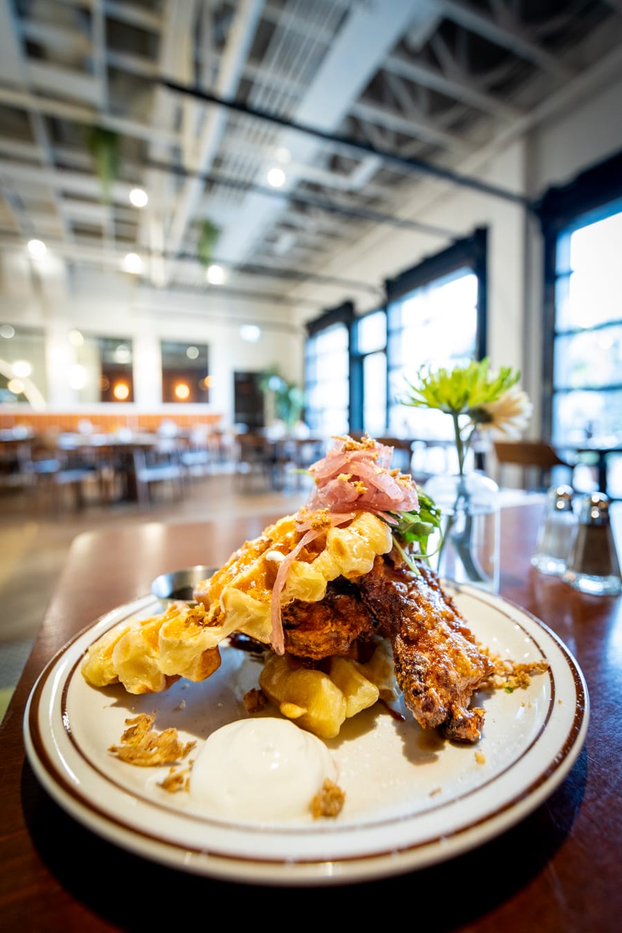 chicken and waffles at On and Off Kitchen and Bar in Coquitlam, BC (photo Nick Nicholson)