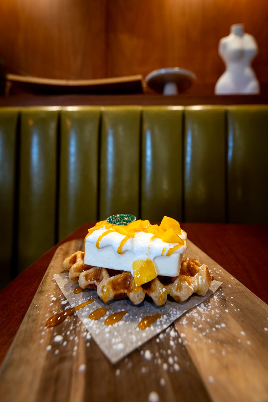 a sweet, loaded waffle at On and Off Kitchen and Bar in Coquitlam, BC (photo Nick Nicholson)