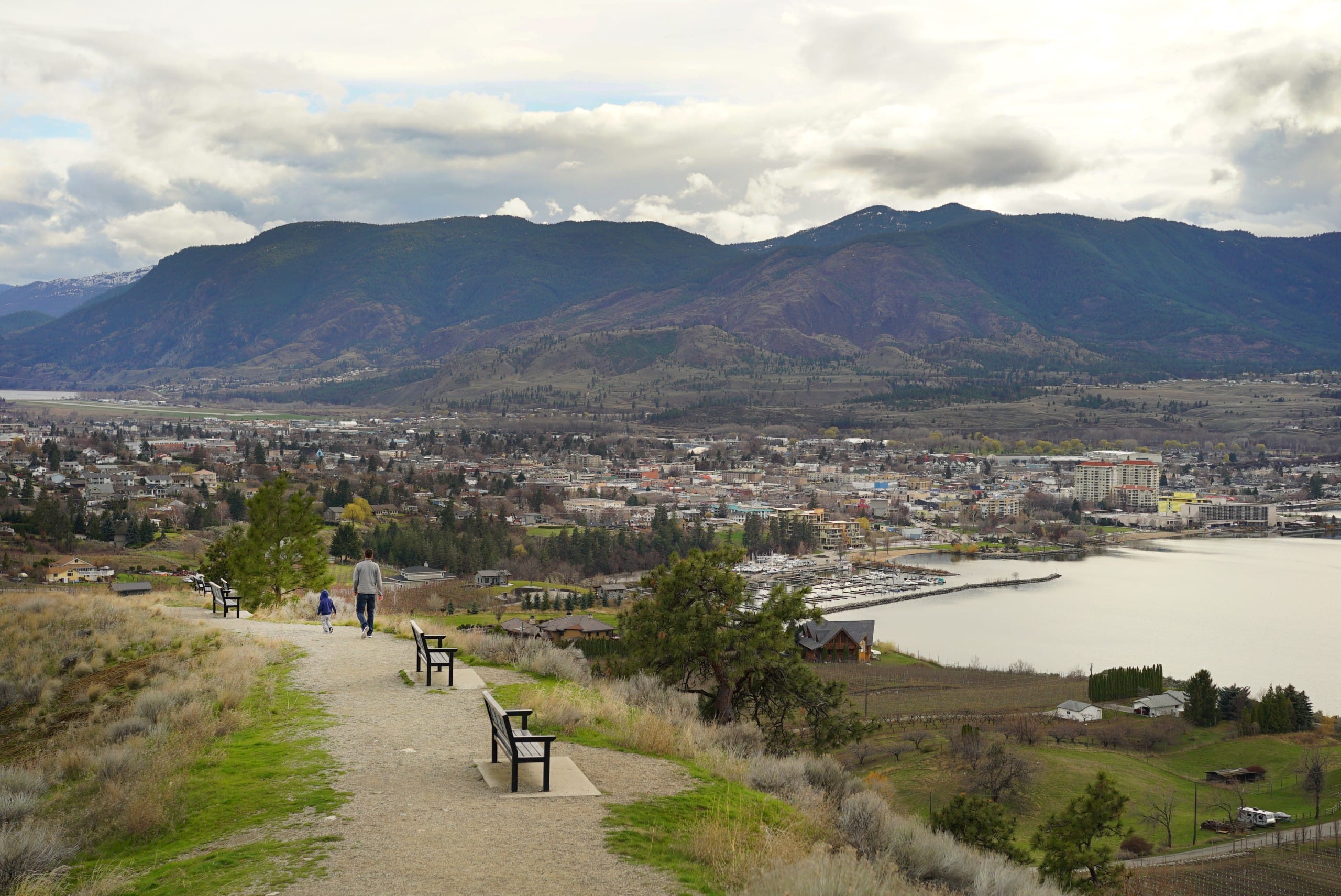 A view from trails overlooking Penticton, BC and Okanagan Lake