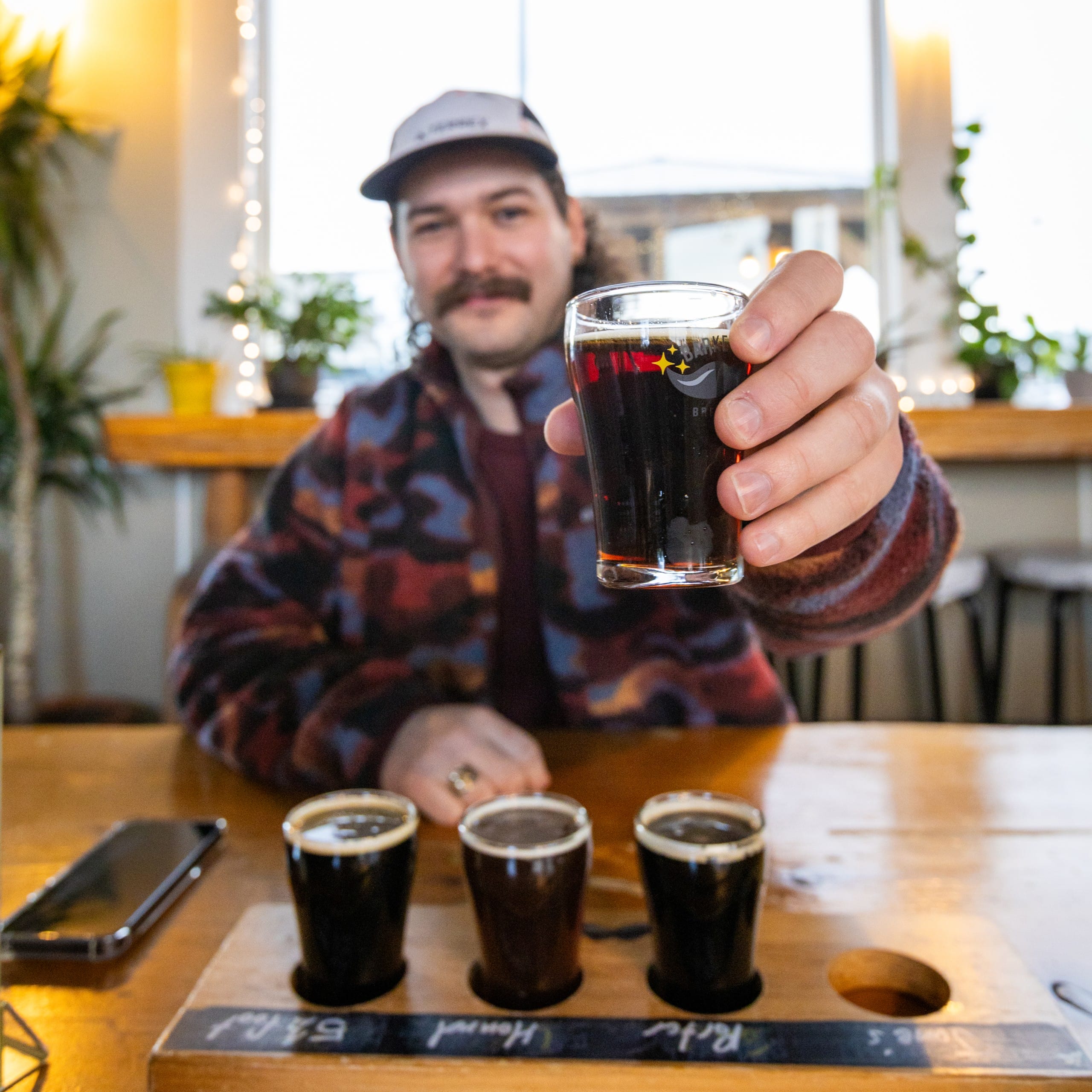Cheers! Dom from @doms_ale_tales raises a glass at Barkerville Brewing in Quesnel, BC (photo: Nick Nicholson)