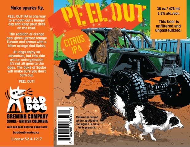 Peel Out Citrus IPA from Bad Dog Brewing in Sooke, BC (image provided)