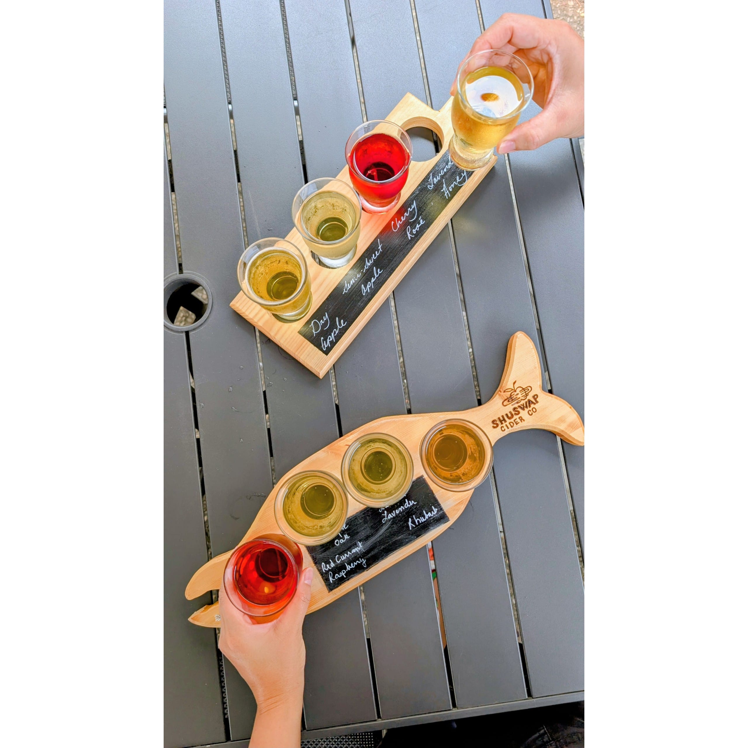 Flights at Shuswap Cider Company in Salmon Arm, BC (photo: Van Foodies)